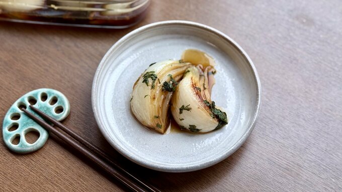 完成した新玉ねぎのやみつき漬け