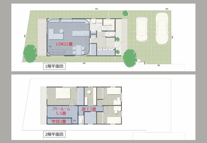 戸建て2階建て住宅の間取り