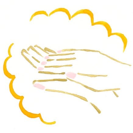 イラスト手のひらを合せる