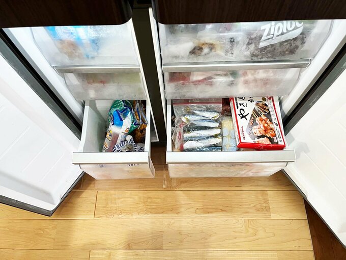 メインの冷蔵庫と冷凍コーナー