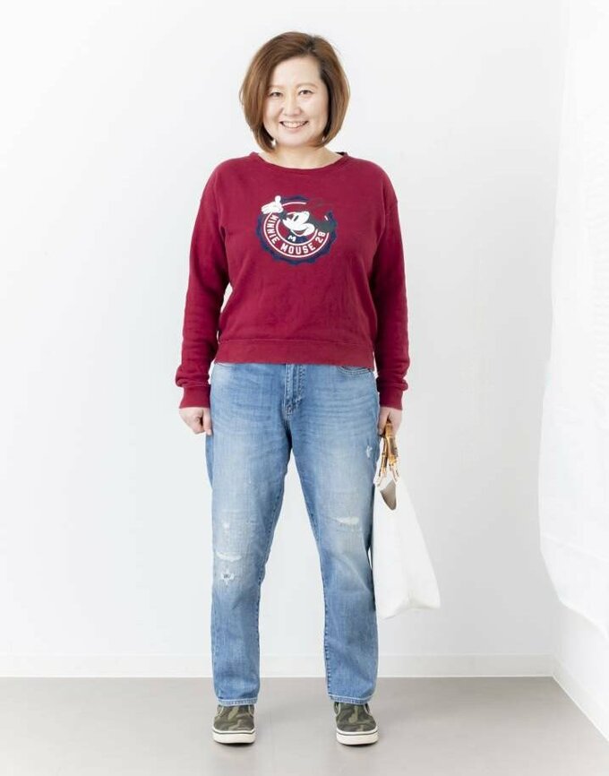 カジュアルなスウエットにジーンズ