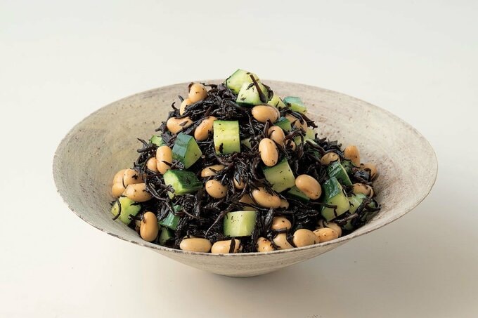 大豆とヒジキのオリーブじょうゆあえ