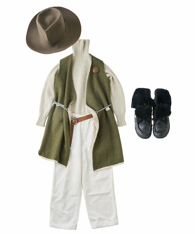 60代　冬のホワイトコーデ