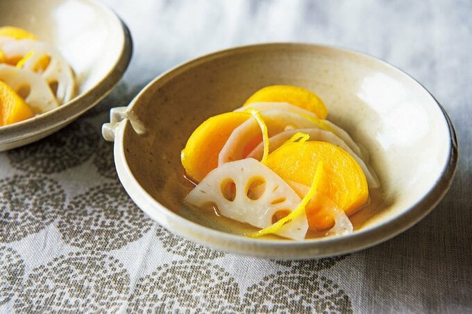 笠原将弘さんの柿とレンコンのなます