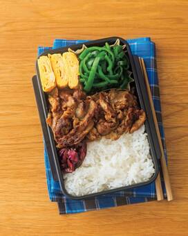 3品で完成、豚肉のみそ炒め弁当。ゆでる、焼くのも卵焼き器ひとつ