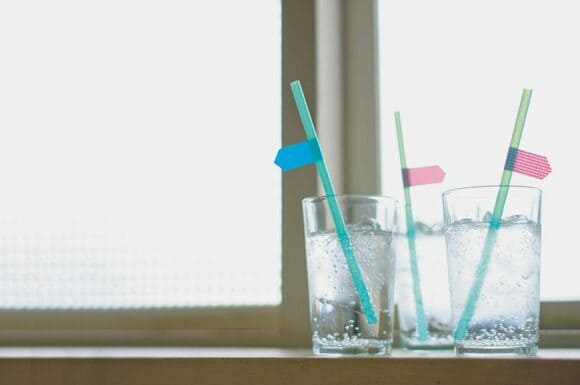 ストローにマステでマーキング