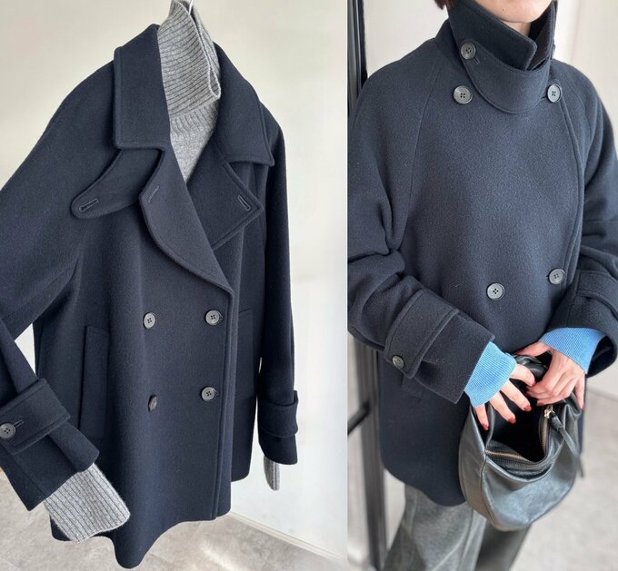 ネイビーのピーコート