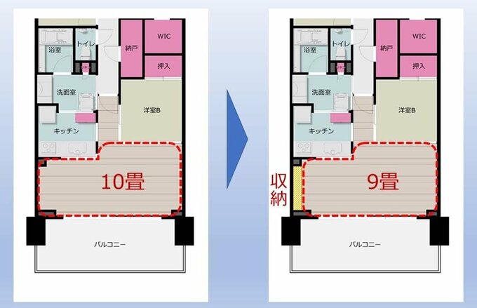 収納をつくると部屋は狭くなる