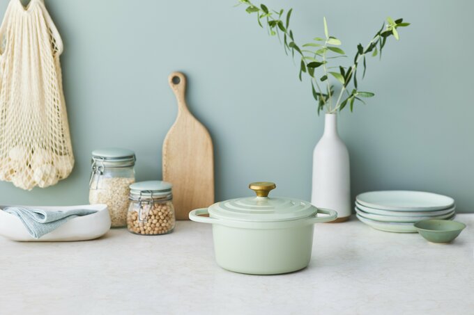 キャストライン エアココット セージグリーン IHココット鍋 24cm