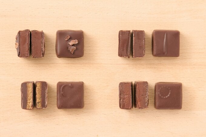 コニャック（右上）、フランボワーズカネル（右下）、ピウラケマソン（左上）、ジャスマンカフェ（左下）