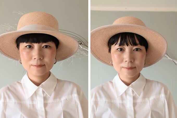 帽子のあか抜けたかぶり方