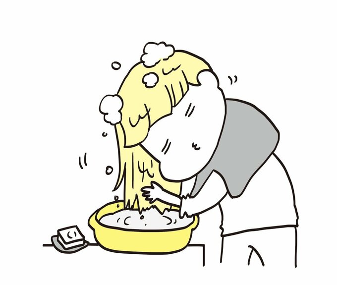 イラスト髪洗い