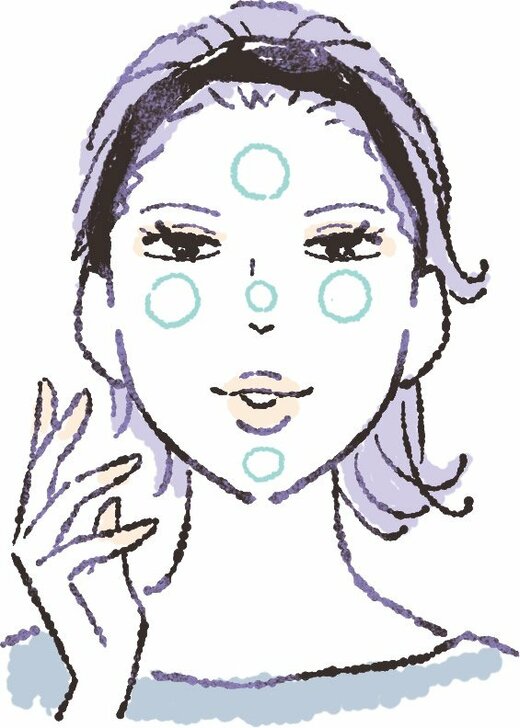乳液を点置きする場所イラスト