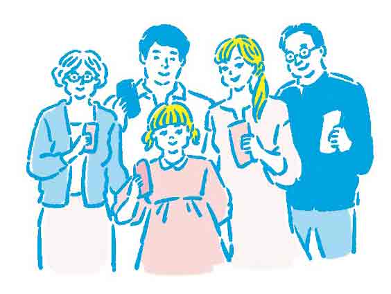 イラスト5人家族