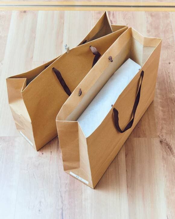 紙袋に収納したバッグ