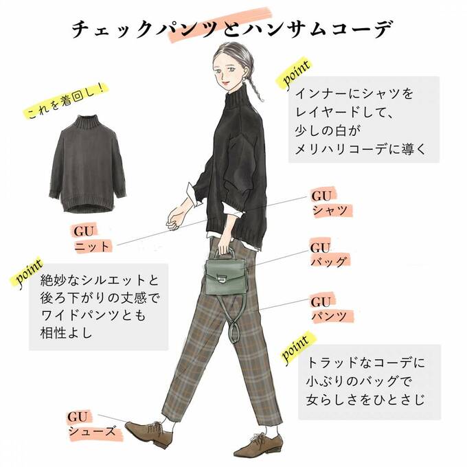 チェックパンツとハンサムコーデ