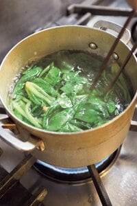 たっぷり→青菜などを下ゆでするとき