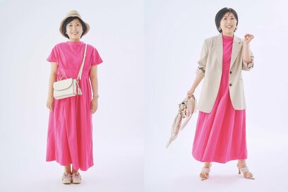 40代、「ワンピース」がGUであか抜ける。色の魅力はそのままに上品なコーデに