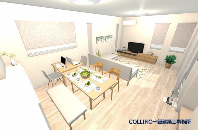 ヒジのないL字型のソファの配置before