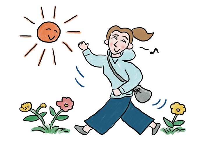 朝散歩イラスト