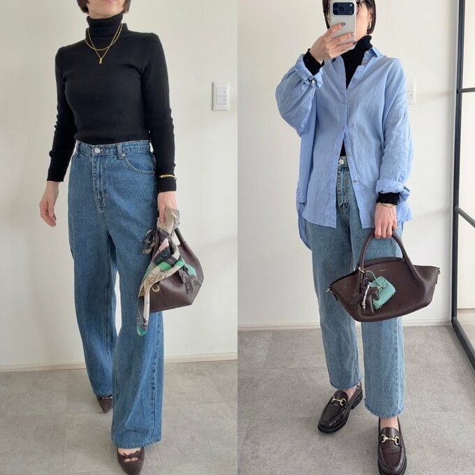 おとさんタートルニット春着まわしコーデ