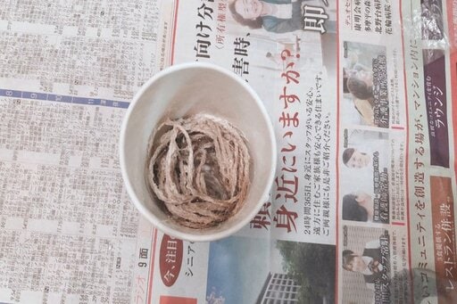 ひもをボンドに浸す