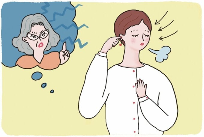 呼吸を整える女性のイラスト