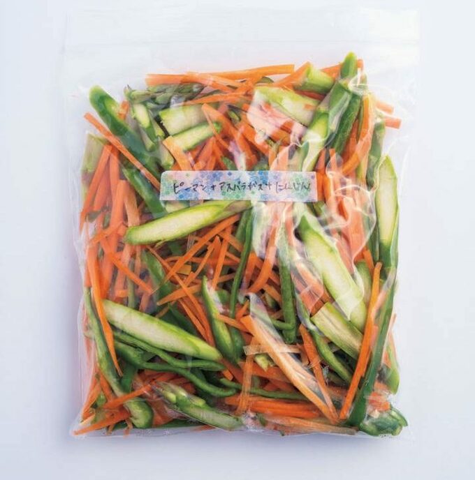 ピーマン×アスパラ×ニンジンの冷凍つくりおき