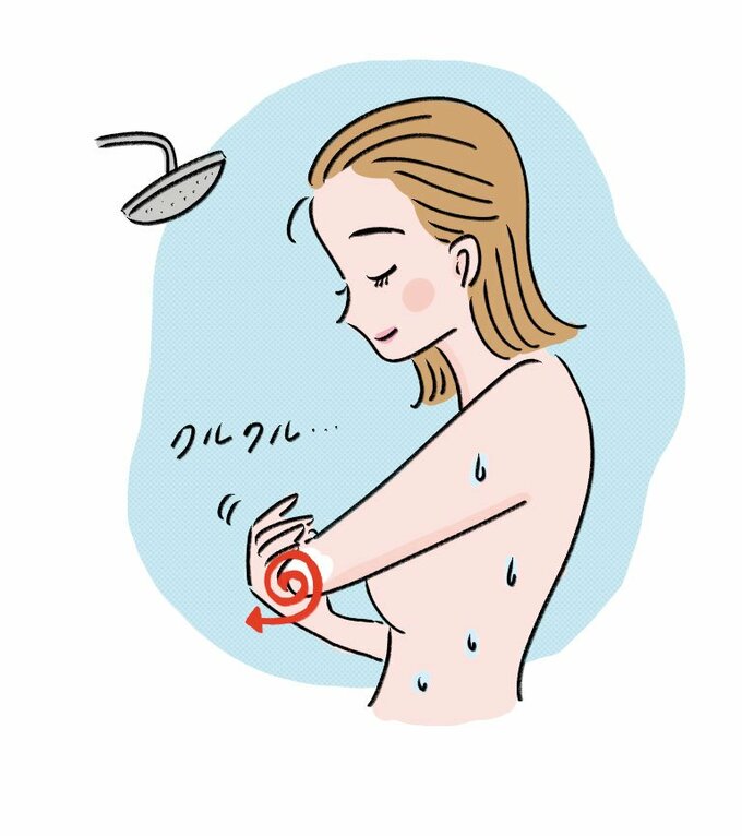 肘を洗っているイラスト