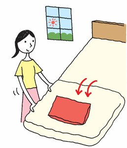 朝起きたら、かけ布団の片側をめくって風を通しておく