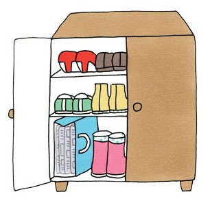 ゲタ箱に持ち手つきの紙袋を置いてイン