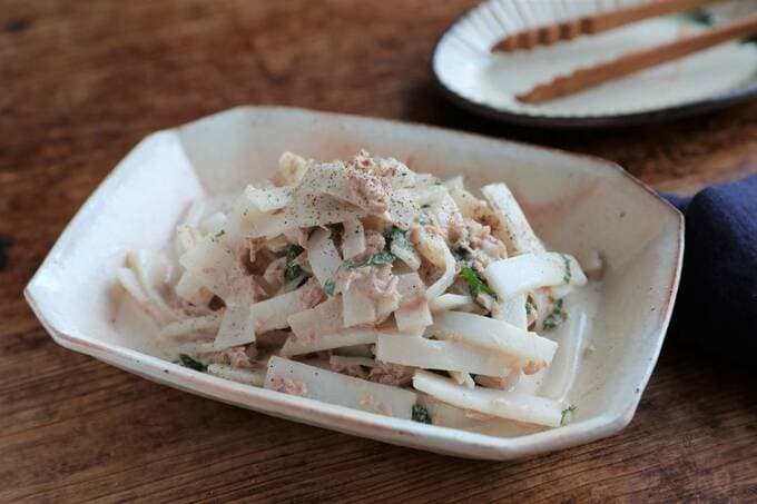 大根と大葉のツナポンサラダ