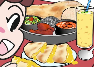 カレーランチはとろけるチーズナン…何かが違う？5つ見つけたらエラい間違い探し