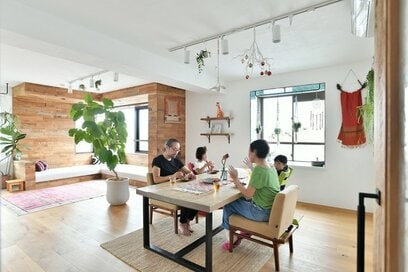 【マンションリノベ事例】自然素材たっぷりのLDKで、グリーンやアジアン雑貨を楽しむ