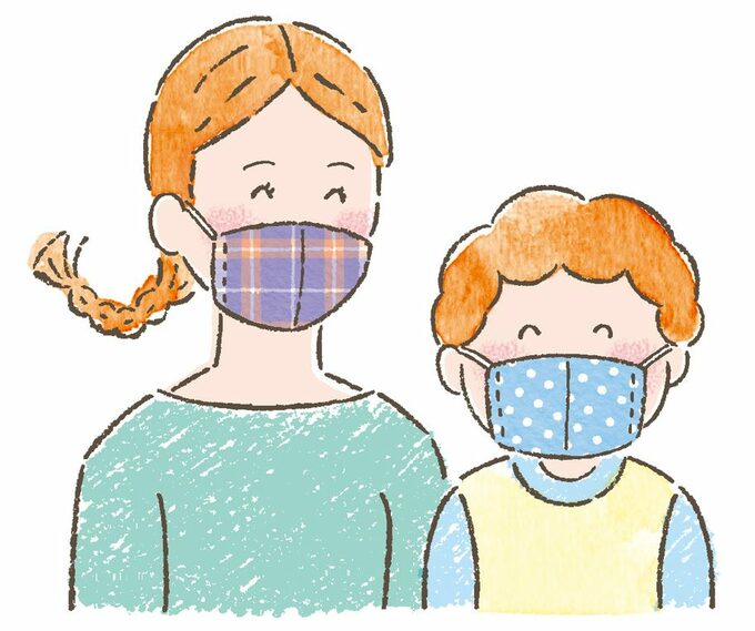 マスクをつけているイラスト