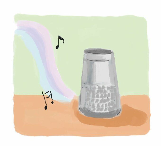 イラスト音楽を流す様子