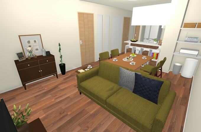 収納を増やしても狭く感じないLD