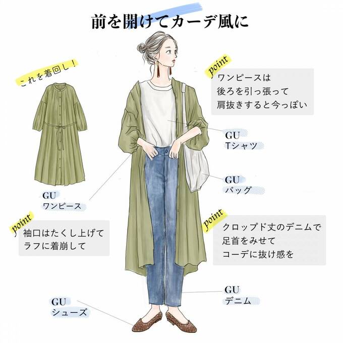 前を開けてカーデ風に