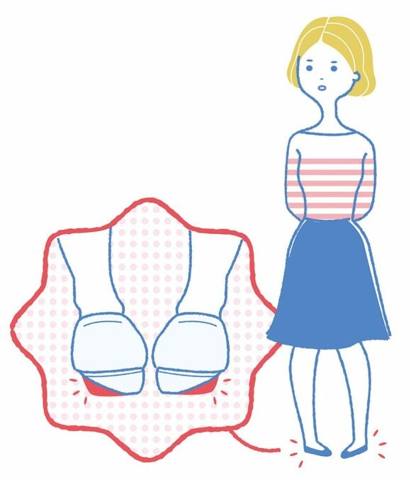 靴のかかとの減り方がかたよっている