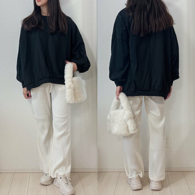 裏起毛ショーゼットリブパンツ　コーデ