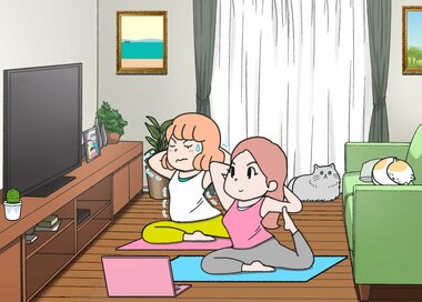 おうちでオンラインヨガ…何かが違う？5つ見つけたらエラい間違い探し