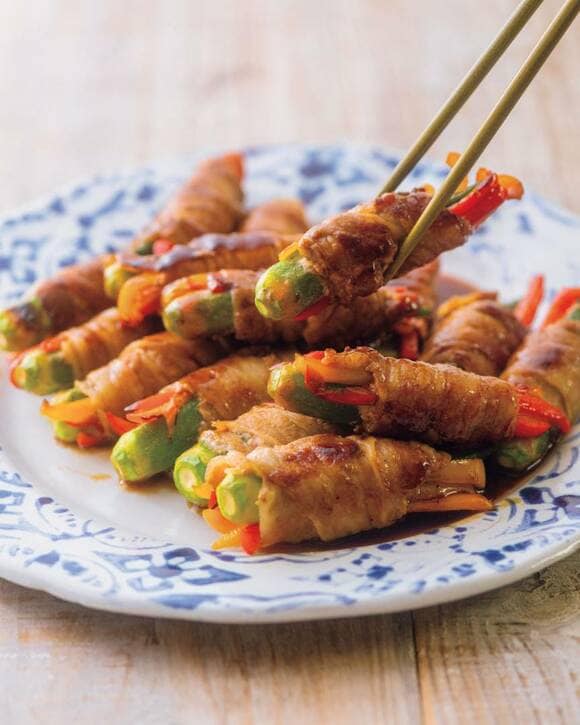 オクラとパプリカの肉巻き