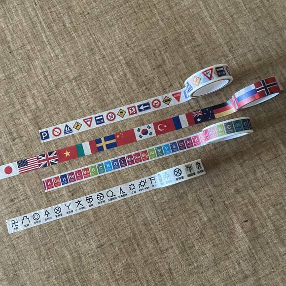 マスキングテープをひいた様子