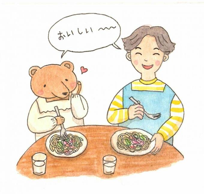 パスタを食べる様子