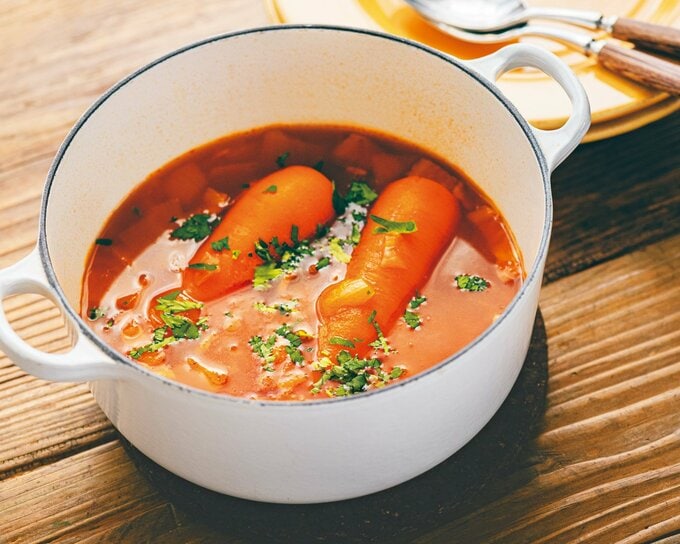冷凍ニンジンのまるごとミネストローネ風