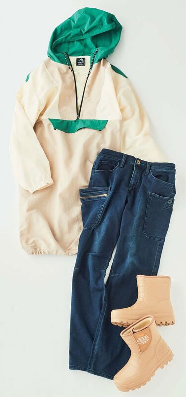パーカージャケットとデニムのスタイル
