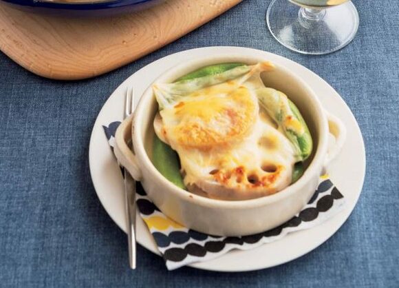 レンコンスナップエンドウ味噌マヨ