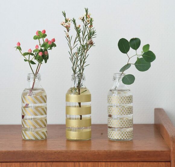 あきビンはゴールドのマステでおめかし