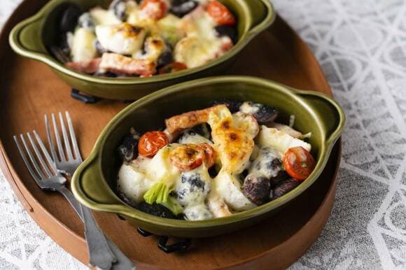 紫花豆とベーコンのチーズ焼き