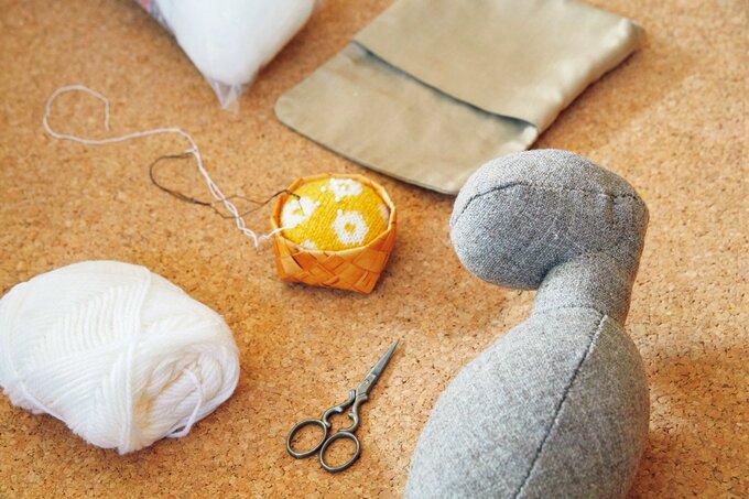 制作過程のぬいぐるみ